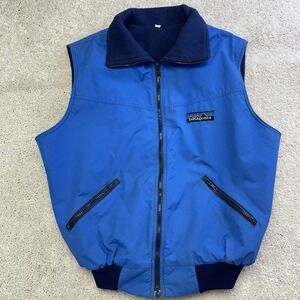 Vtg 80s‎ Patagonia Outdoor Vest Men's Sz Large Navy Fleece Lined Full Zip Logo